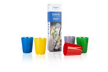 Trinkbecher-Set (bunt), ca. 0,2l, 5er Set 
