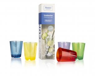 Verres, transparent coloré, environ 0,2l, lot de 5 