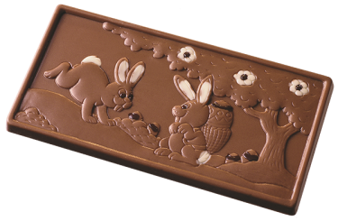 Tablette avec des lapins en relief 